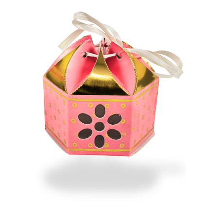 Royal Lotus Shape Gift Box I 3.5x3.5x2 Inch I Pink I Polka