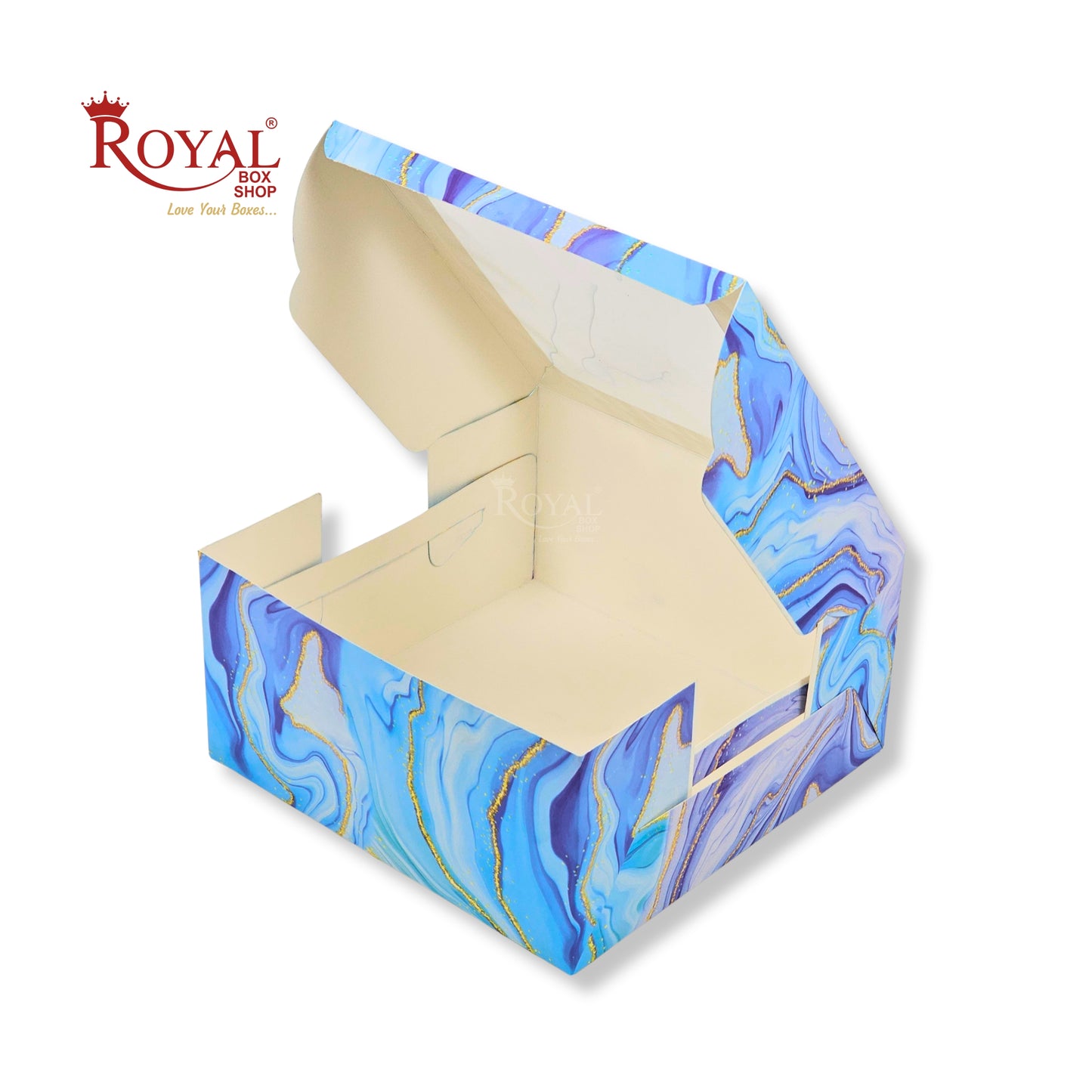 Window Cake Box| 10x10x5 inches | Blue Marble Print | FBB