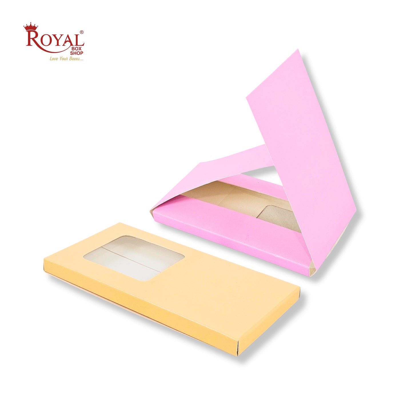 Royal Box Shop® Premium Chocolate Bar Box with Window I Pastel Yellow I 6.75x3.5x0.50 Inch