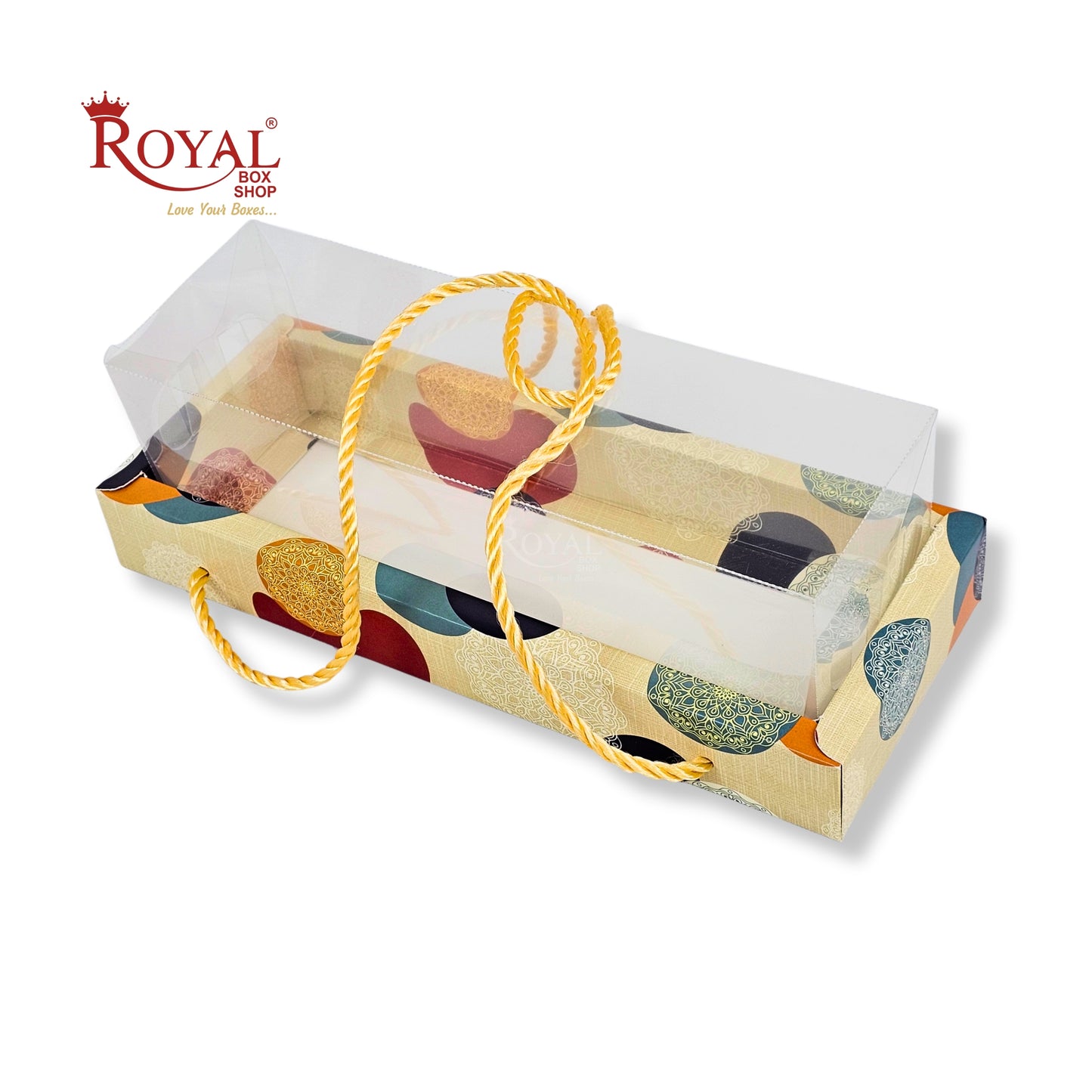 3 Mason Jar Gift Hamper Box With Thread | 10.5x3.5x3.5 Inches | Cream Mandala Print