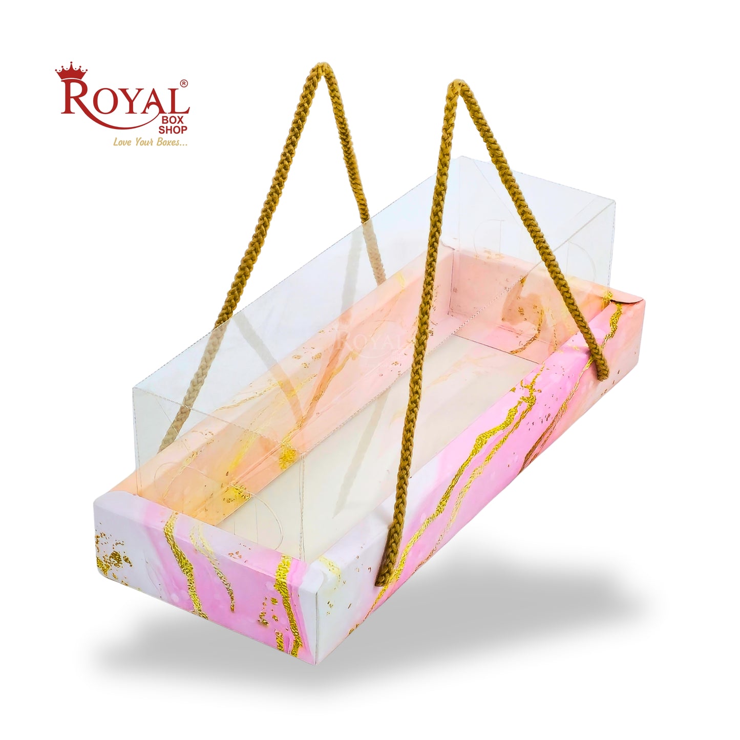 3 Mason Jar Gift Hamper Box With Thread | 10.5x3.5x3.5 Inches | Pink Marble Print