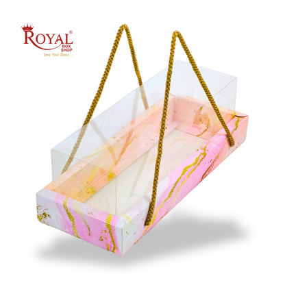 3 Mason Jar Gift Hamper Box With Thread | 10.5x3.5x3.5 Inches | Pink Marble Print