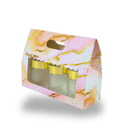 3 Mason Jar Paper Carry Bags | 10.5x3.75x8 inches | Pink Marble Print | Gifting Paper Bag