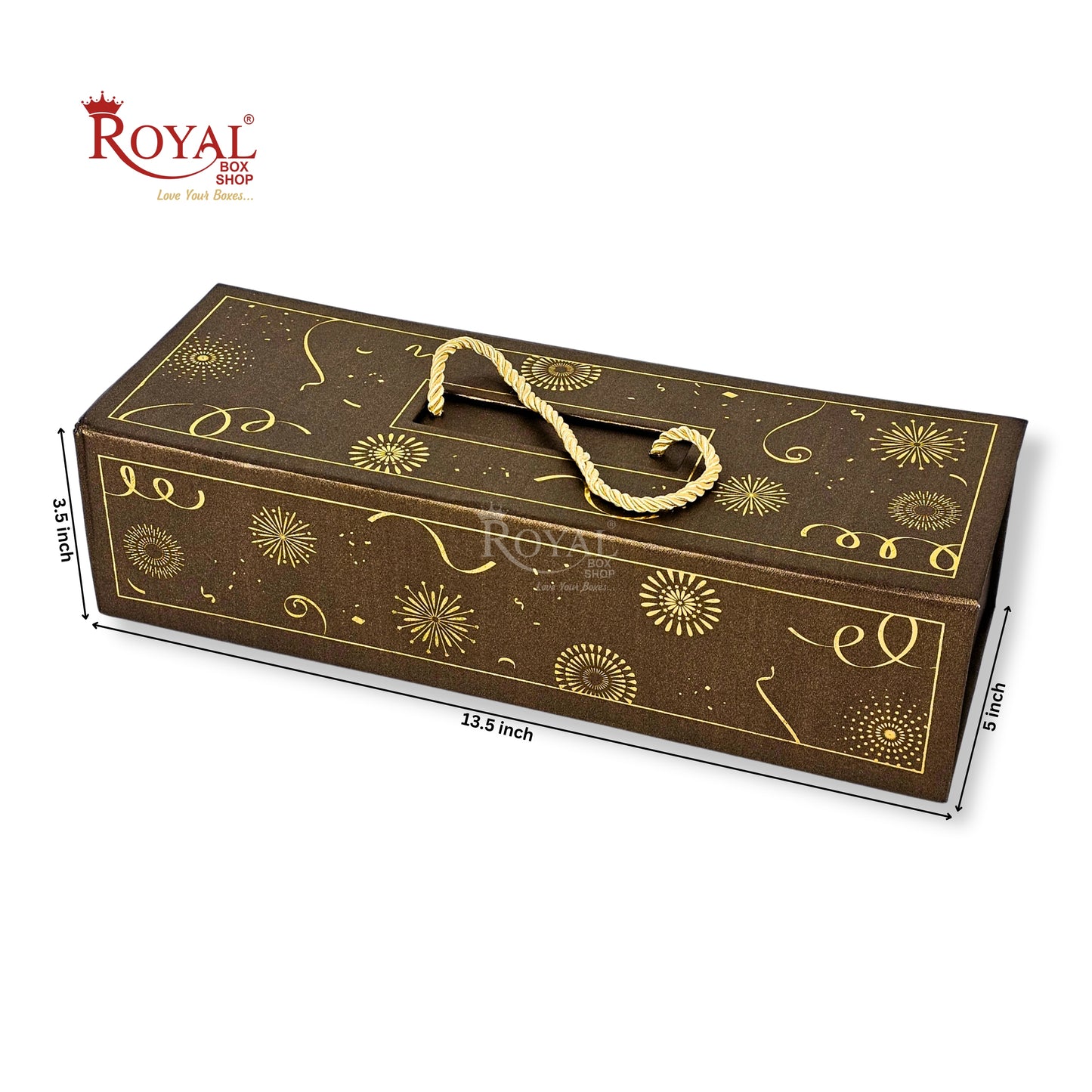 Premium 3 Jar Rigid Hamper Box I RBK-162 I Brown with Golden Foiling Print