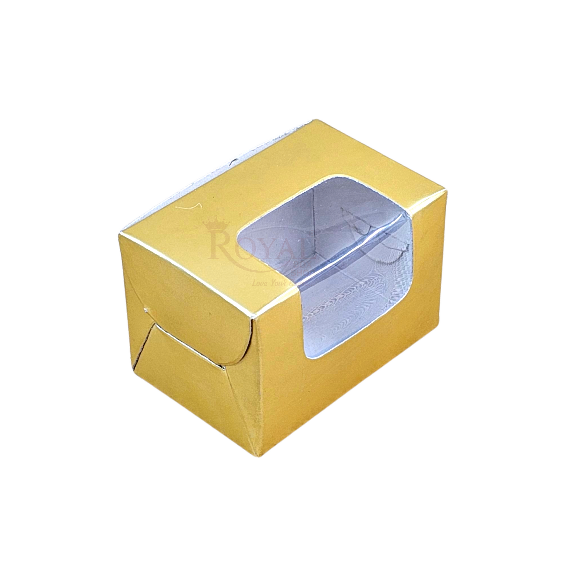 3pc Macarons Box - Golden - 3 x 2 x 2 Inches Royal Box Shop