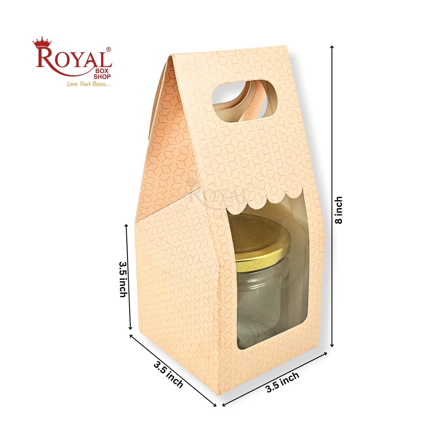 1 Mason Jar Paper Carry Bags I 3.5x3.5x8" inches I Peach I Party Gifts, Macarons Box, Muffin Box, Donut Box
