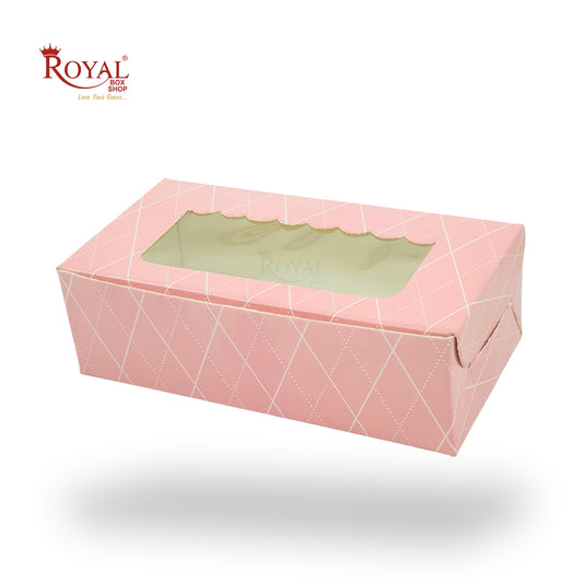 2pc Brownie Window Box | 6x3x1.75 inches | Pink Rhombus