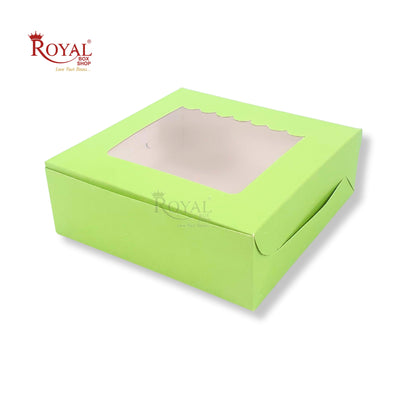 4pc Brownie Window Box | Green Color | 6x6x1.75" Inches | B2B