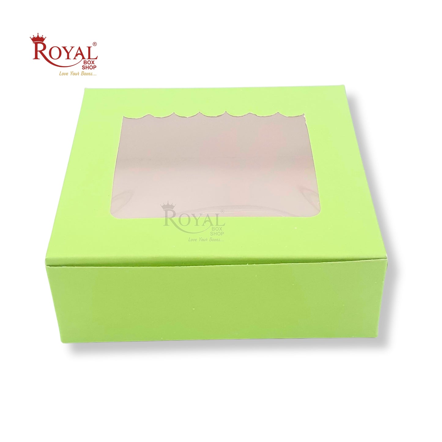 4pc Brownie Window Box | Green Color | 6x6x1.75" Inches | B2B