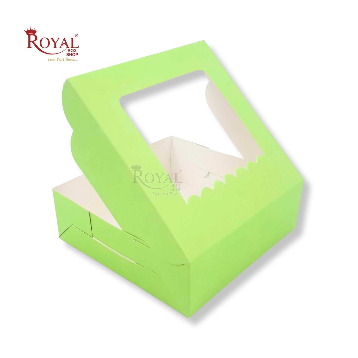 4pc Brownie Window Box | Green Color | 6x6x1.75" Inches | B2B