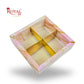 4pc Brownie Hamper Box with Transparent Lid | 6x6x2 inches | Pink Marble Print