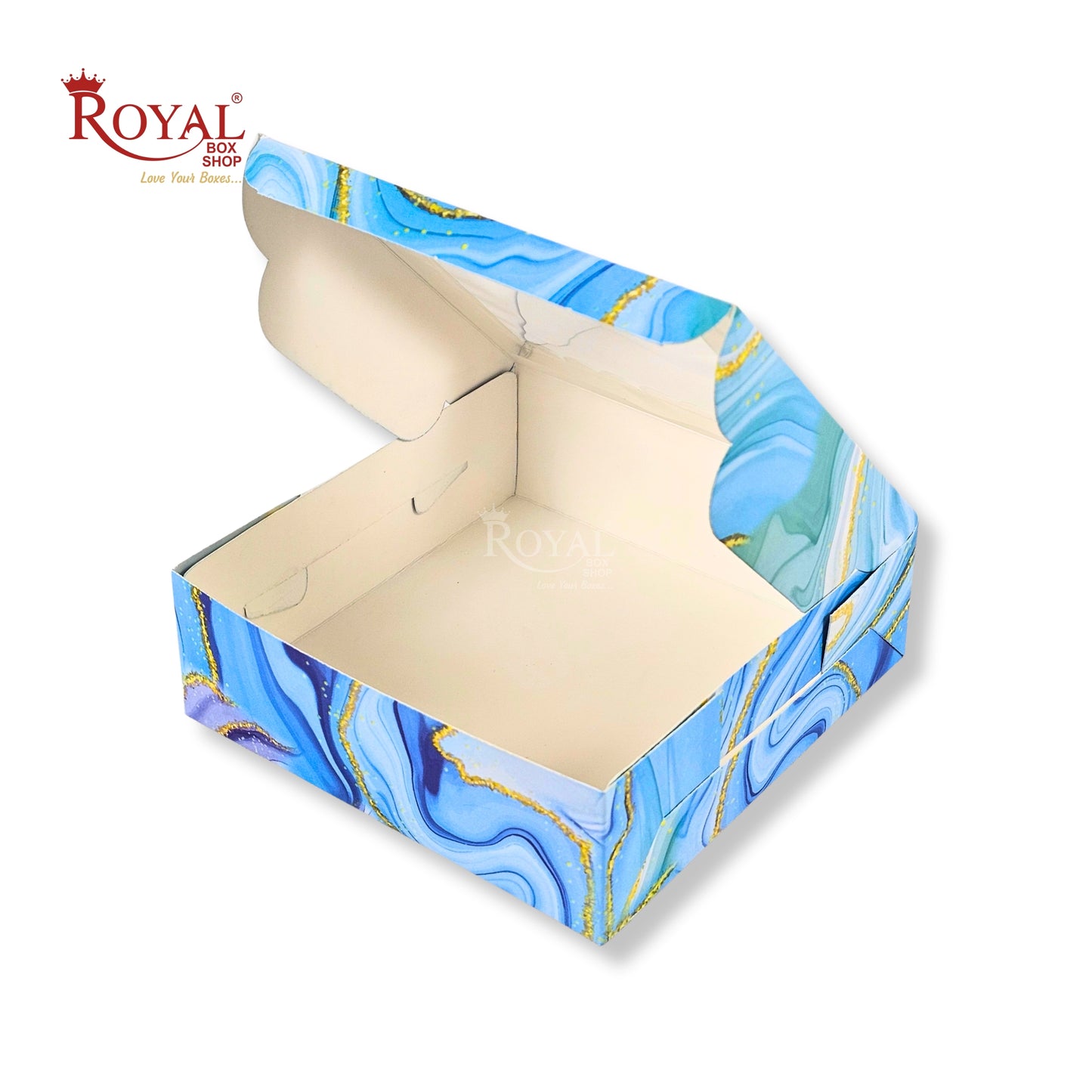 4pc Brownie Window Box | 6x6x2 inches | Marble Blue