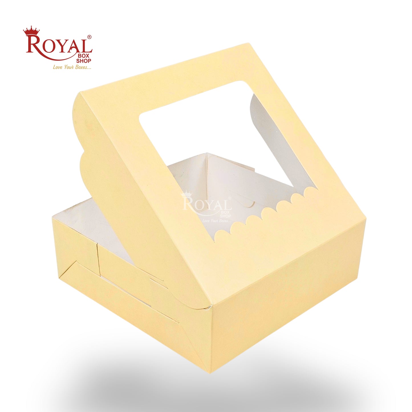 4pc Brownie Window Box | 6x6x2 inches | Cream I B2B