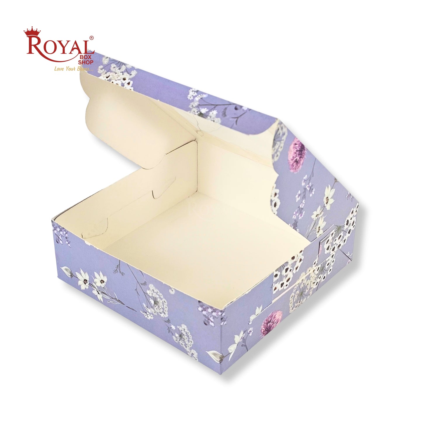 4pc Brownie Window Box | 6x6x2 inches | Grey Flower | B2B