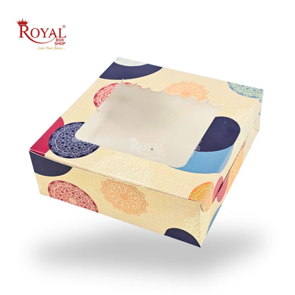 4pc Brownie Window Box | 6x6x2 inches | Mandla print