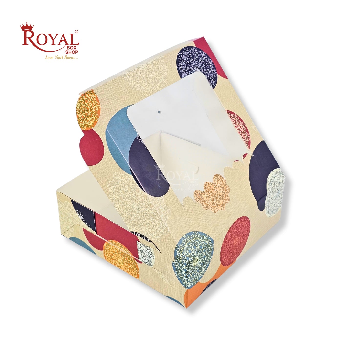 4pc Brownie Window Box | 6x6x2 inches | Mandla print