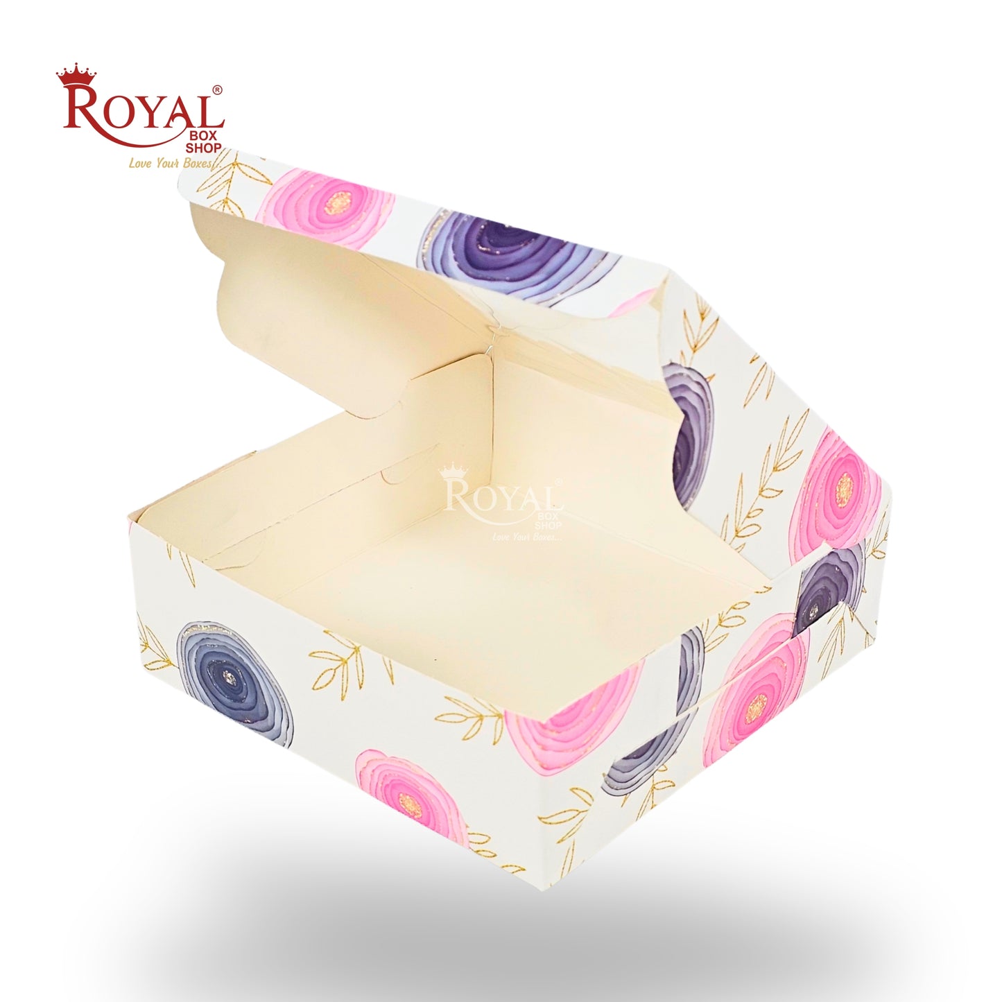 4pc Brownie Window Box | 6x6x2 inches | White Floral