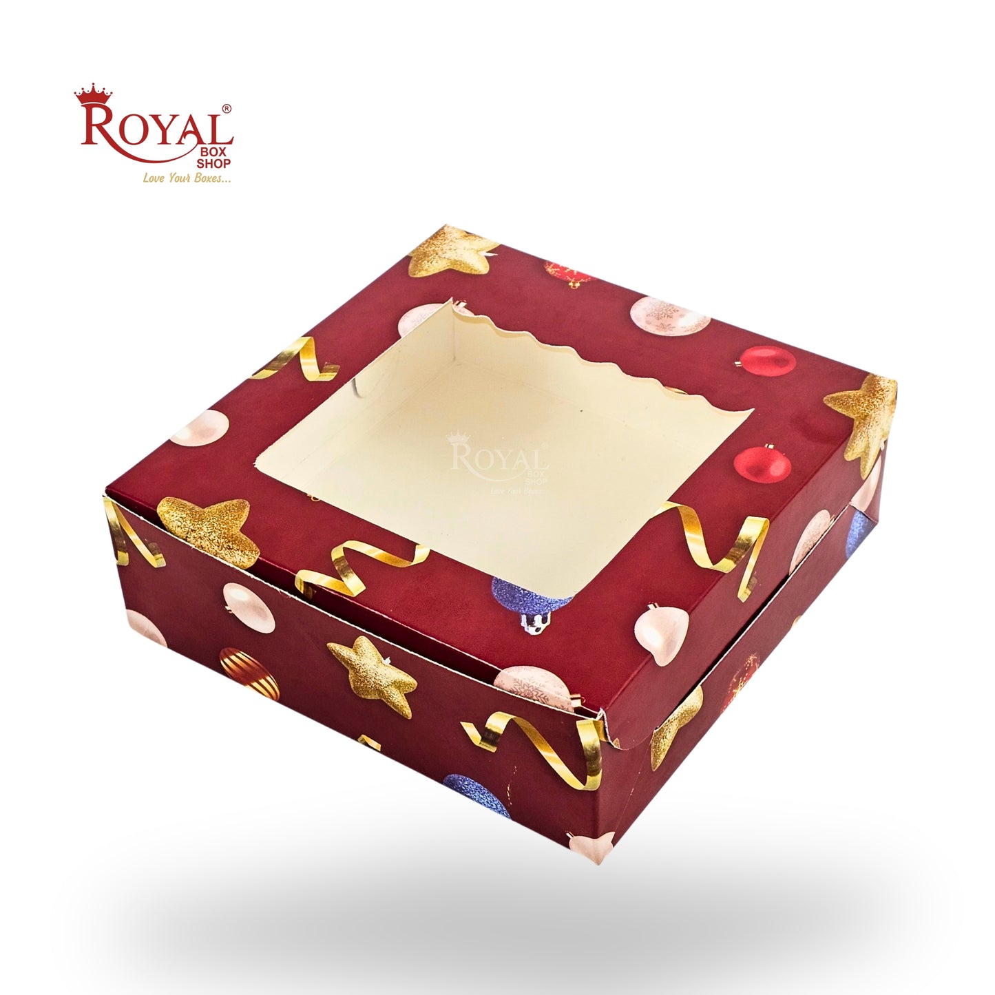 Christmas Theme 4pc Brownie Window Box | Red | 6x6x2 Inches