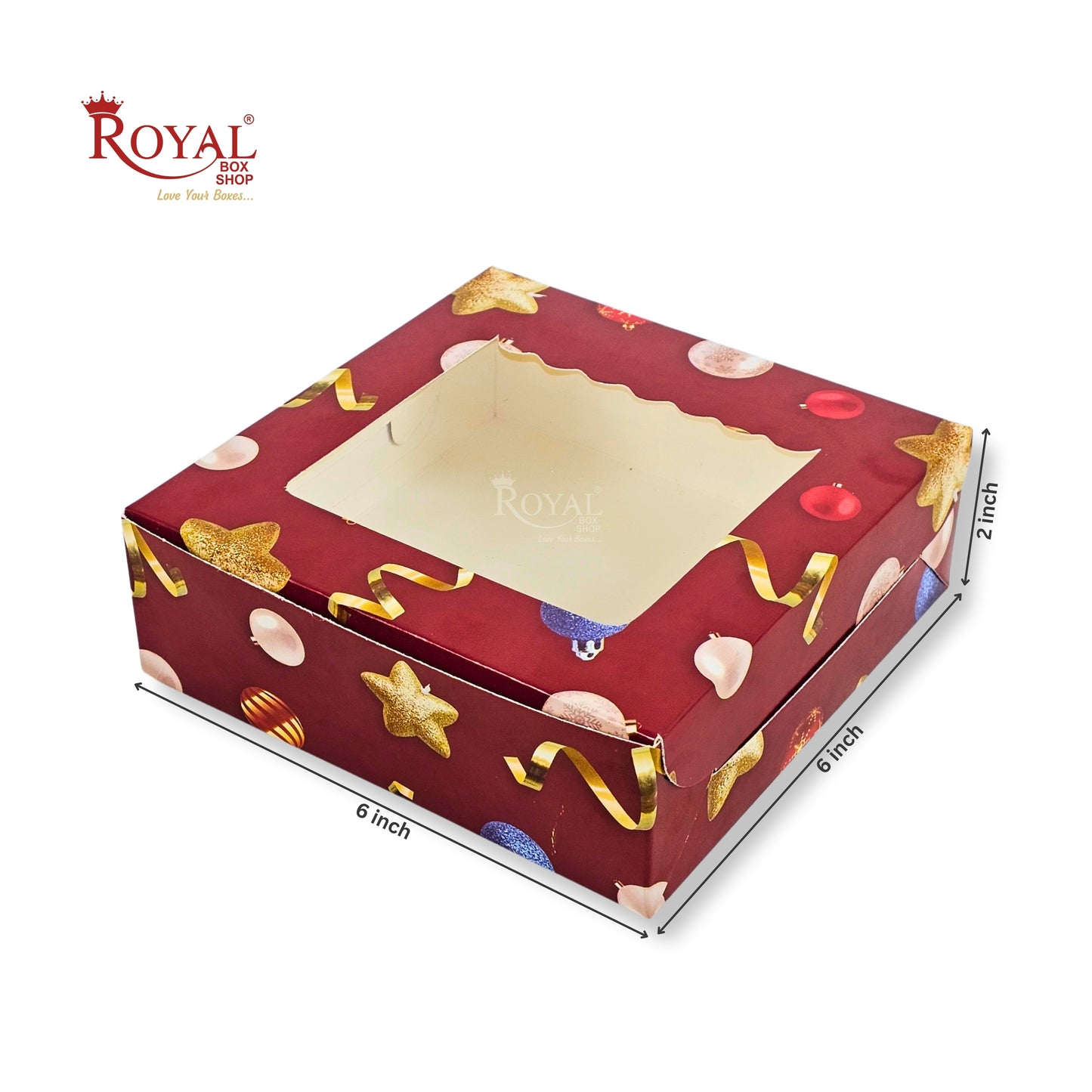 Christmas Theme 4pc Brownie Window Box | Red | 6x6x2 Inches