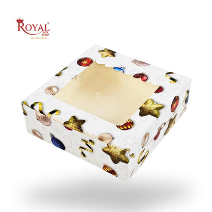 Christmas Theme 4pc Brownie Window Box | White | 6x6x2 Inches | B2B