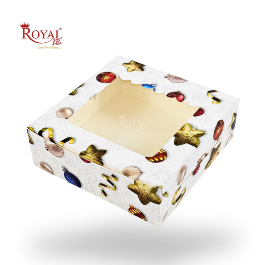 Christmas Theme 4pc Brownie Window Box | White | 6x6x2 Inches