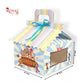 Hut Boxes with Circus Carnival Print & Handle I 6x6x4 I Blue I Perfect For Birthday, Favor, Announcements