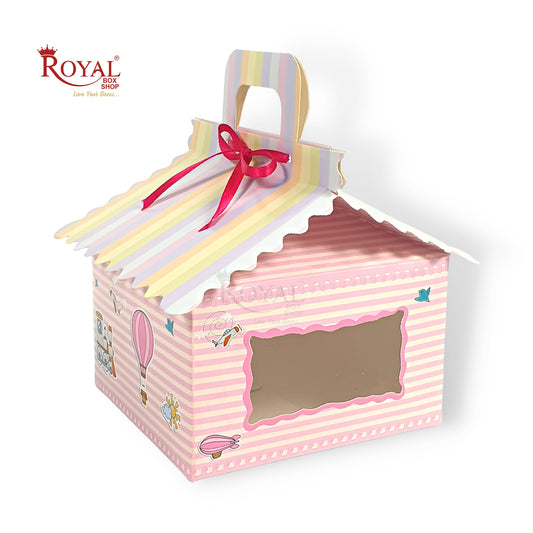 Pink Balloon Hut Gift Boxes I 6"x6"x4" Inch I Baby Showers, Birthdays, Announcements