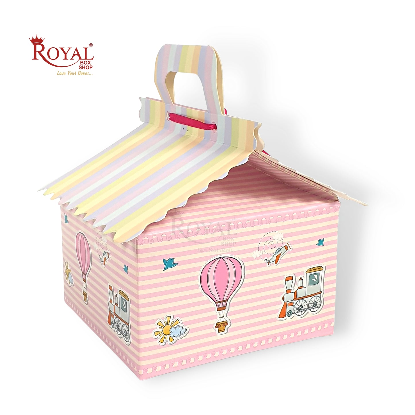 Pink Balloon Hut Gift Boxes I 6"x6"x4" Inch I Baby Showers, Birthdays, Announcements