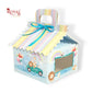 Hut Boxes with Rainbow Animal Car & Handle I 6x6x4 I Blue I Perfect For Birthday, Favor, Announcements