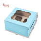 4 Cupcake Box With Window | 7x7x3.5 Inches | Blue | WB