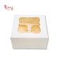4 Cupcake Box With Window | 7x7x3.5 Inches | White