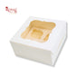 4 Cupcake Box With Window | 7x7x3.5 Inches | White