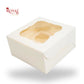 4 Cupcake Box With Window | 7x7x3.5 Inches | White | B2B