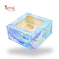 4 Cupcake Box With Window | 7x7x3.5 Inch | Blue Marble Print | B2B
