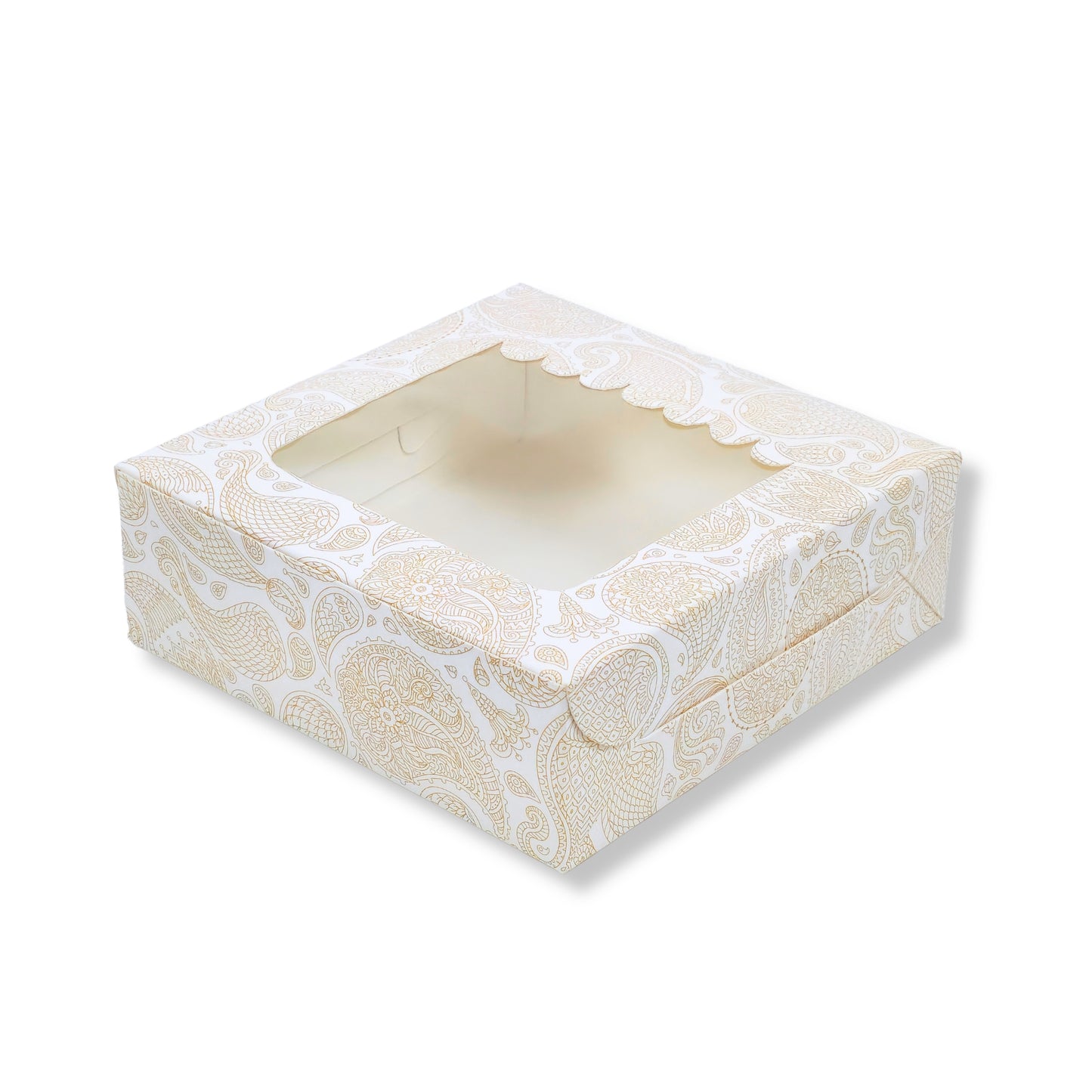 4pc Brownie Window Box I White With Floral Orange I 6x6x2 inches