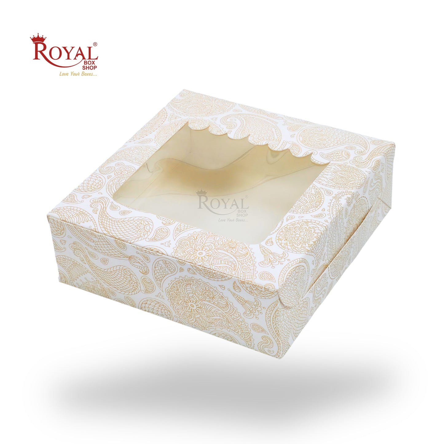 4pc Brownie Window Box I White With Floral Orange I 6x6x2 inches