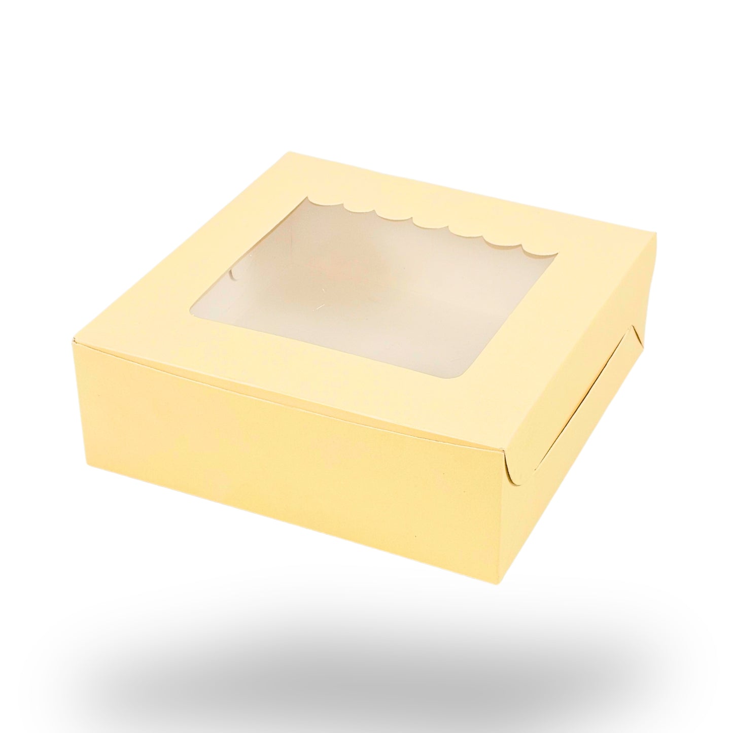 4pc Brownie Window Box | 6x6x2 inches | Cream