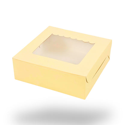 4pc Brownie Window Box | 6x6x2 inches | Cream