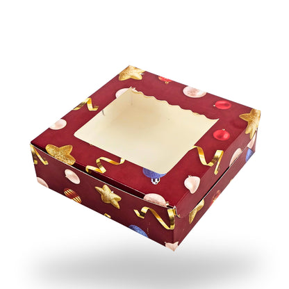 Christmas Theme 4pc Brownie Window Box | Red | 6x6x2 Inches | B2B