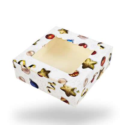 Christmas Theme 4pc Brownie Window Box | White | 6x6x2 Inches
