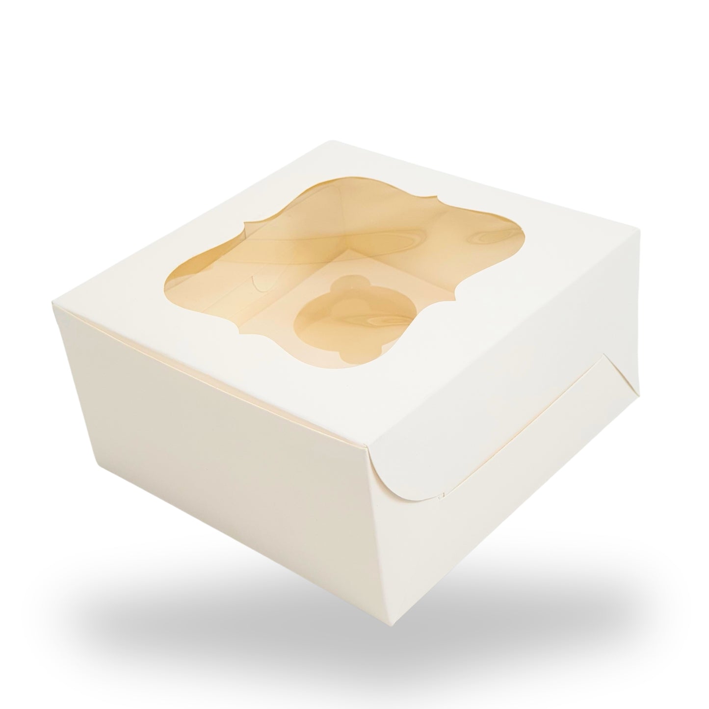 4 Cupcake Box With Window | 7x7x3.5 Inches | White