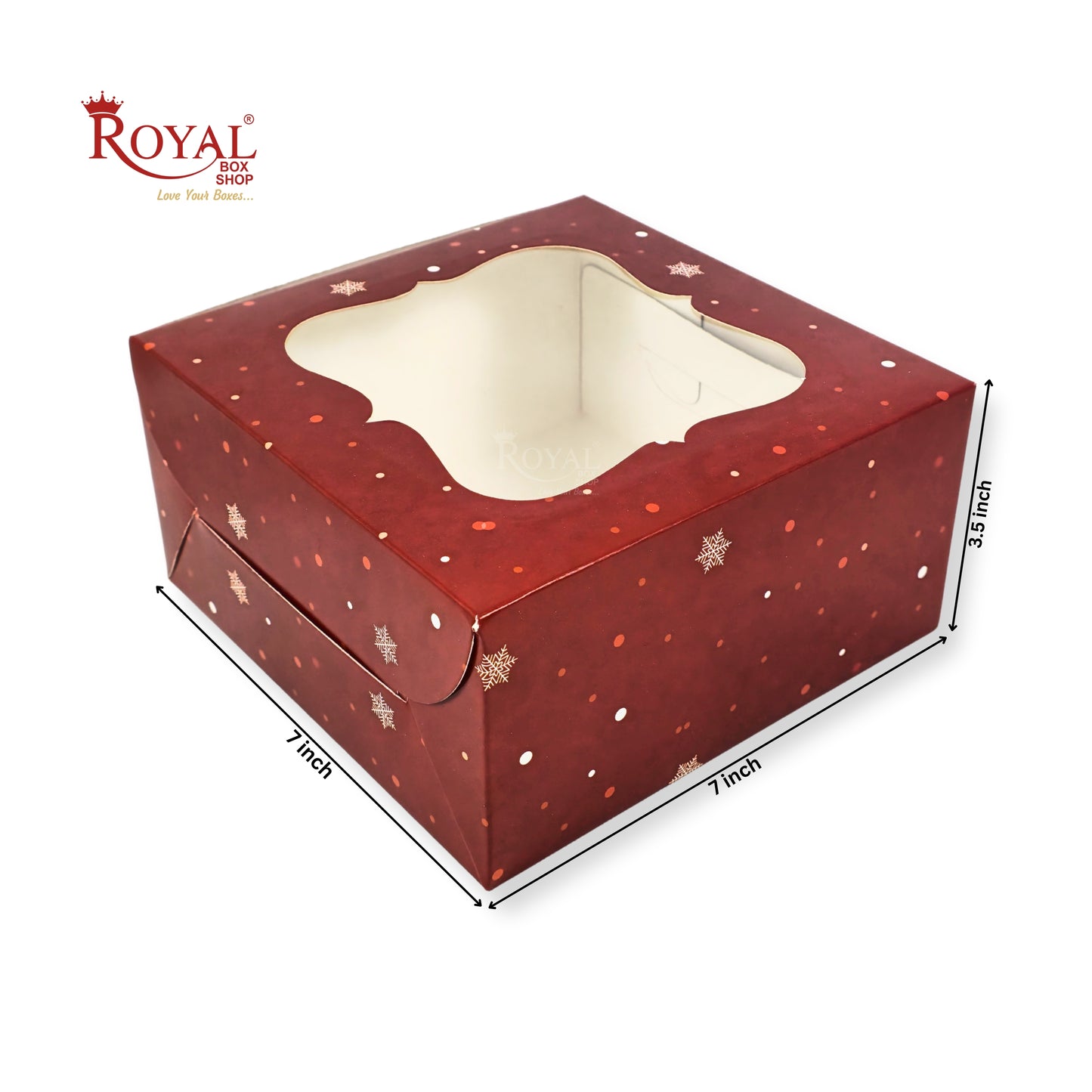 Christmas Theme 4 Cupcake Box I Size 7x7x3.5 Inch I Red