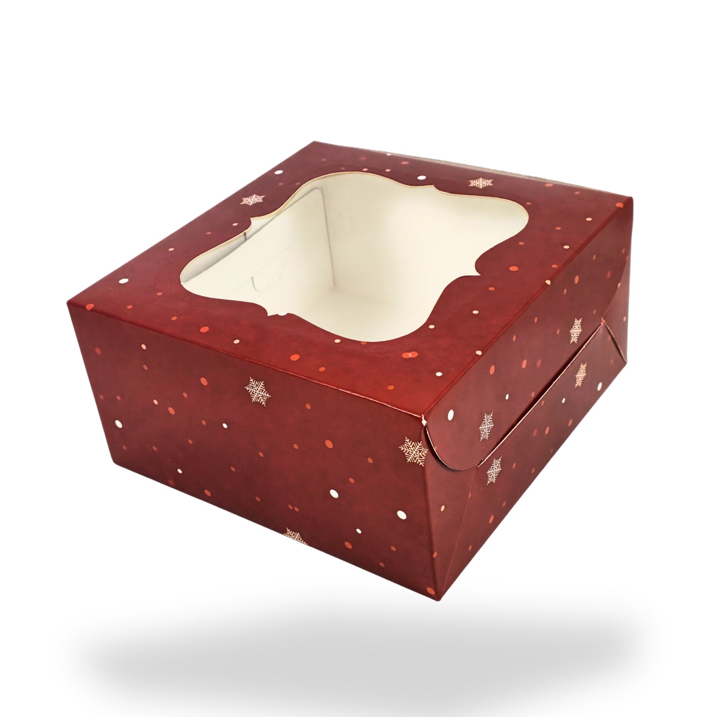 Christmas Theme 4 Cupcake Box I Size 7x7x3.5 Inch I Red