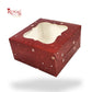 Christmas Theme 4 Cupcake Box I Size 7x7x3.5 Inch I Red