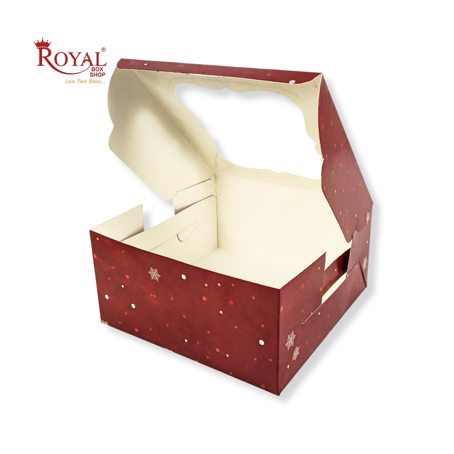 Christmas Theme 4 Cupcake Box I Size 7x7x3.5 Inch I Red