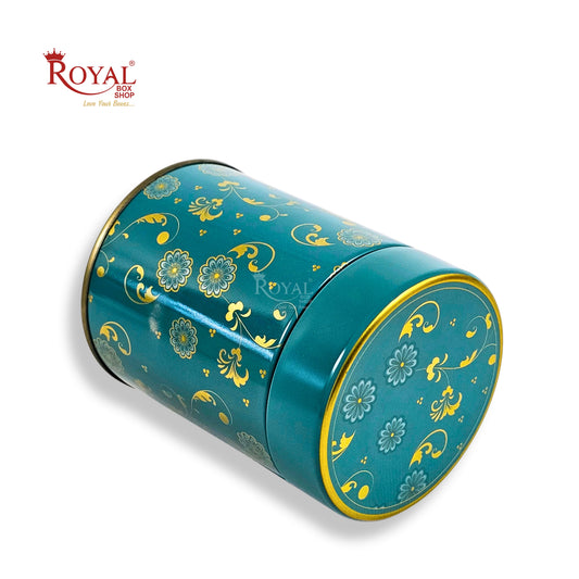 Premium Tin Jars I 4"x3" Inches I Blue With Golden Print I Perfect for Return Gifts, Hamper Box, Storage