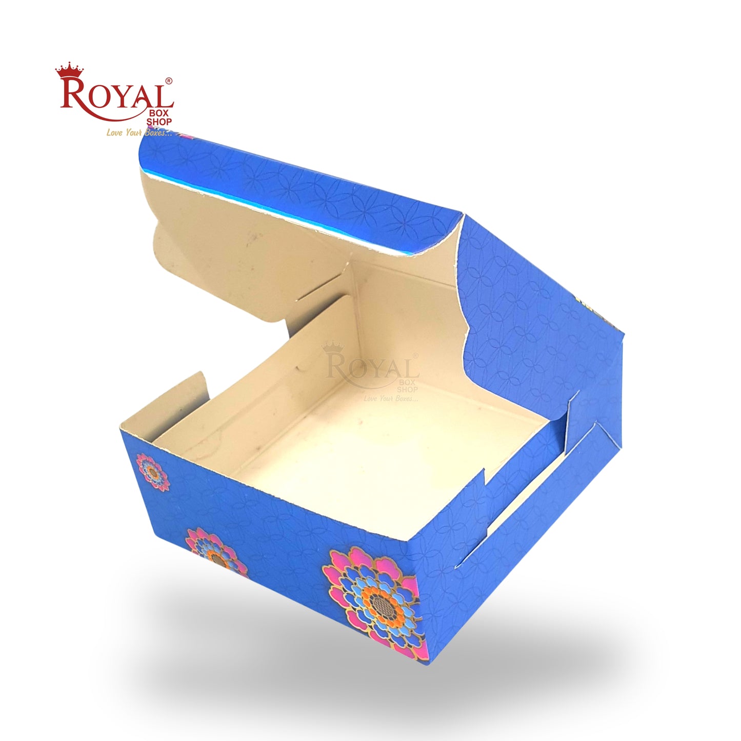RoyalBoxShop® 4 Piece Laddu Box I Blue Floral I 4x4x1.75 Inch