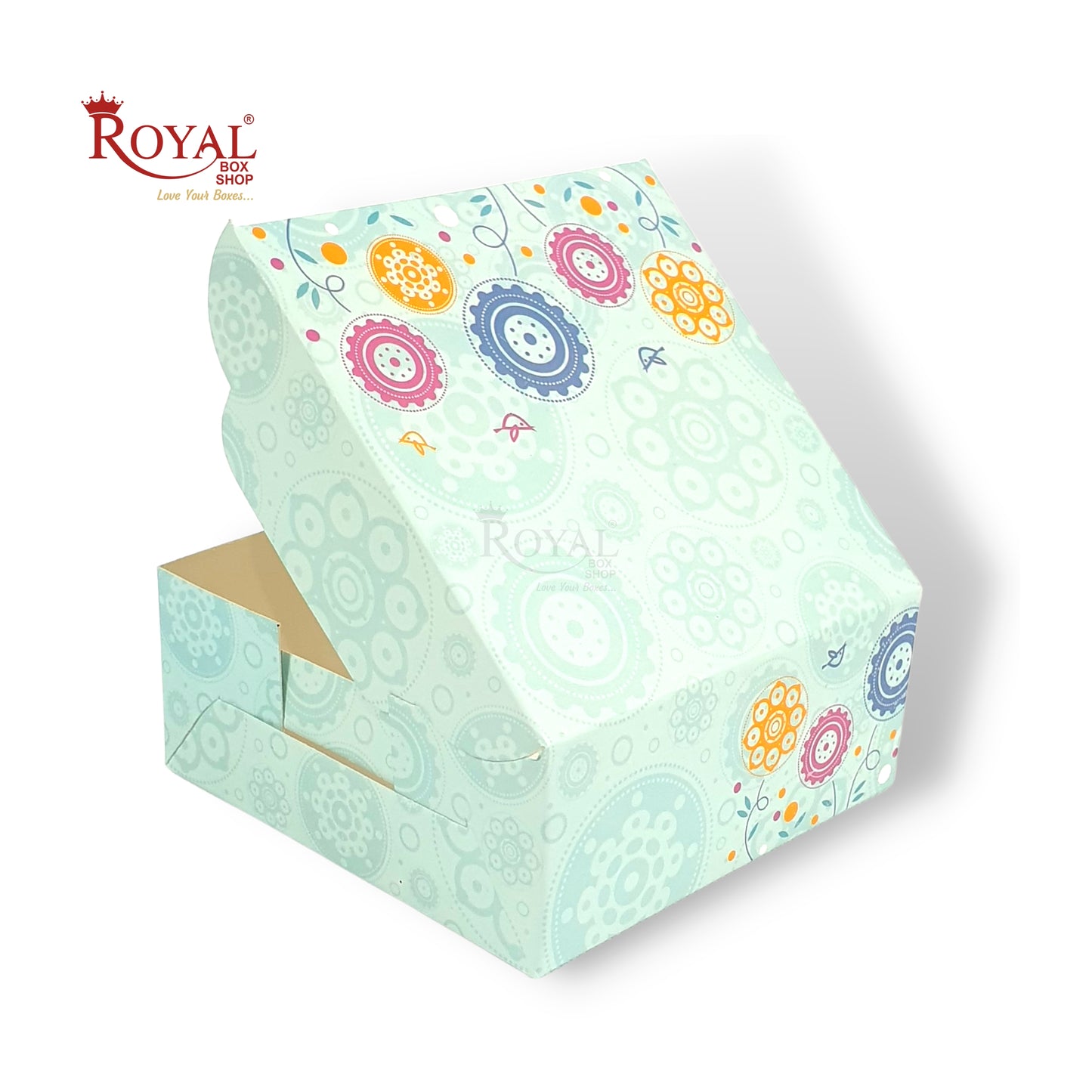 RoyalBoxShop® 4 Piece Laddu Box I Green Floral I 4x4x1.75 Inch
