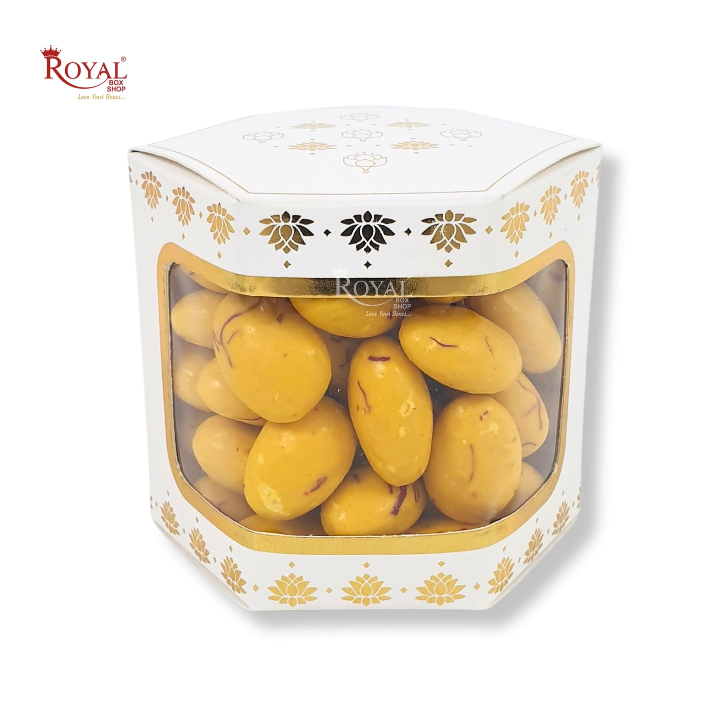 Cookies Box with Window I RCF-07 D2 White With Golden Leafing I 3x3x3 inches