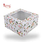 Window Cake Box | 8x8x5 Inches | Floral Print Green | WB | B2B